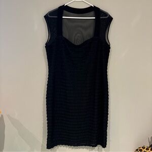 Elegant Black Mesh-Yoke Mini Dress